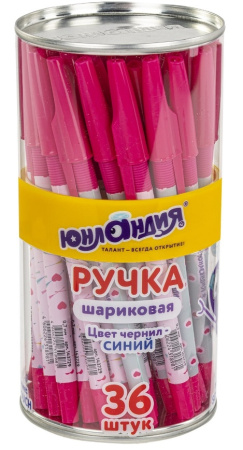 Ручка шариковая ЮНЛАНДИЯ "HEARTS", синяя, SOFT-TOUCH покрытие, узел 0,7 мм, линия 0,35мм, 143729