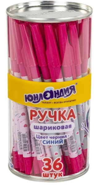 Ручка шариковая ЮНЛАНДИЯ "HEARTS", синяя, SOFT-TOUCH покрытие, узел 0,7 мм, линия 0,35мм, 143729