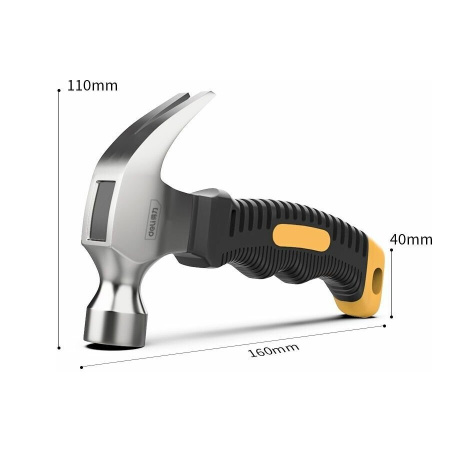 Молоток-гвоздодер Deli DL441008, 250г, 160мм, фиберглассовая рукоять
