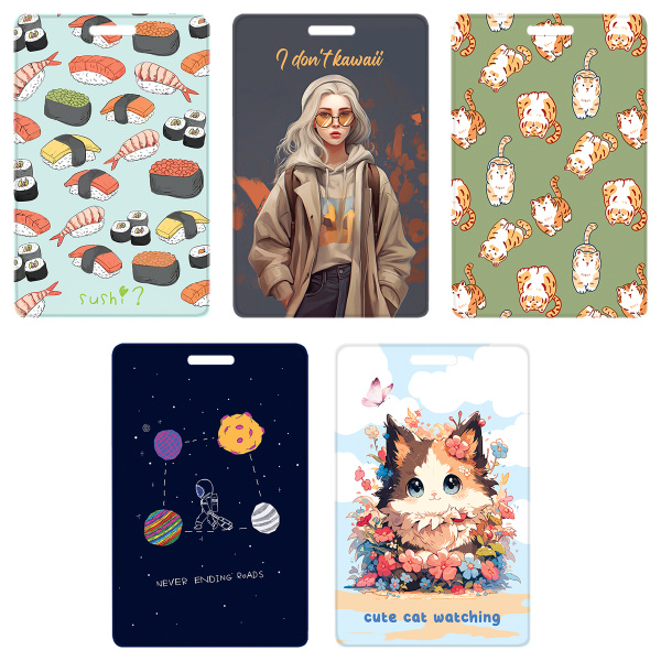 Обложка-карман для карт и пропусков OfficeSpace "Vibes", 95*65мм, ПВХ, ассорти PC_55431