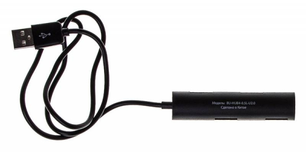 USB_Хаб 4xUSB_2.0 Buro BU-HUB4-0.5R-U2.0 черный
