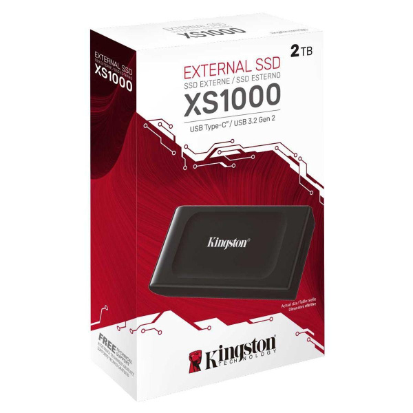 Твердотельный накопитель SSD Kingston 2TB XS1000 Series SXS1000/2000G USB3.2 Gen2, Type-C, up to 2000/2000Mbs, 3D TLC