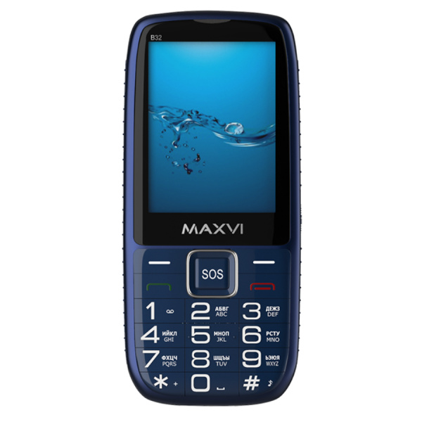 Сотовый Maxvi B32 Blue 2sim/3.2"/320*240/microSD/1.3МП/Bt/2000мАч/моноблок