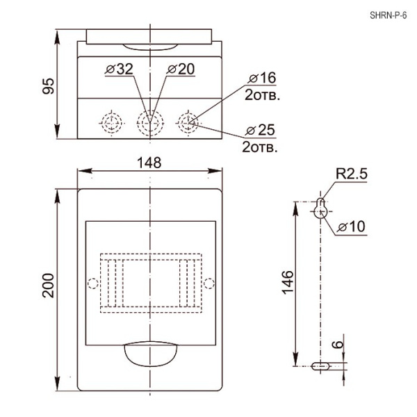 Щит распределительный навесной ЩРН-П-6, на 6 модулей, прозрачная крышка, IP41, Generica MKP12-N-06-41-G