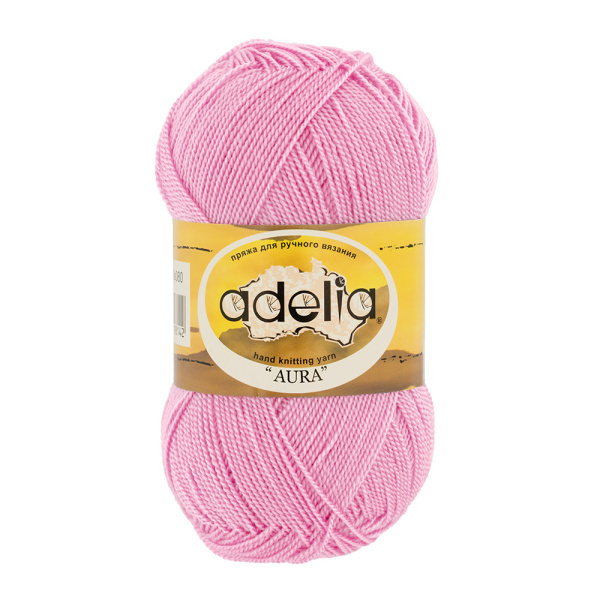 Пряжа ADELIA "AURA" 100% акрил 1 шт. х 50 г 250 м ± 5 м №057 св. розовый