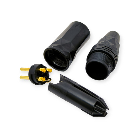 Разъем XLR штекер, на кабель, металл, черный