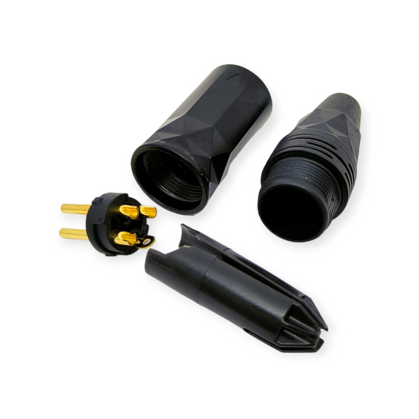 Разъем XLR штекер, на кабель, металл, черный