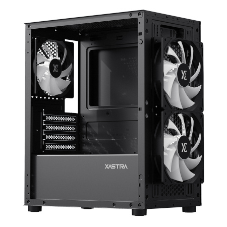 Корпус mATX Б_БП XASTRA A303M 3FRGB Black (USB3.0,Audio,TG,черный,1х120мм,2х140мм FRGB)[A303M-2FC14F-1FC12F]