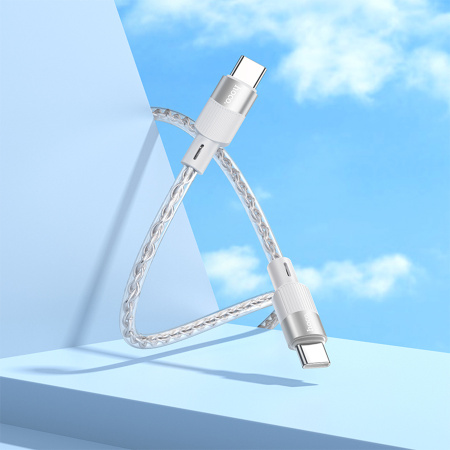 Кабель USB Type-C (m) - USB Type-C (m) HOCO X99 1м, 3A, силиконовый, прозрачный/серый