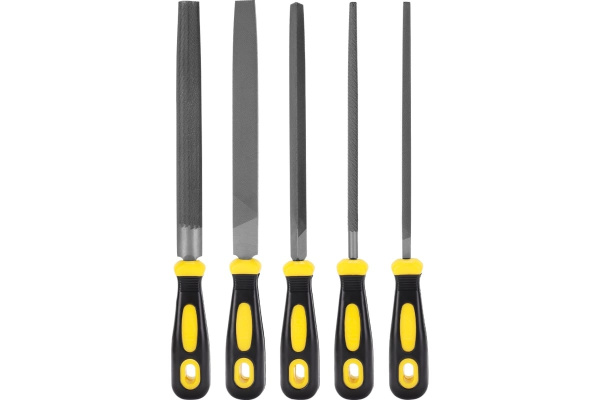 Набор напильников Deli DL352085 5шт инструментальная сталь T12, обрезиненная пластиковая рукоятка.