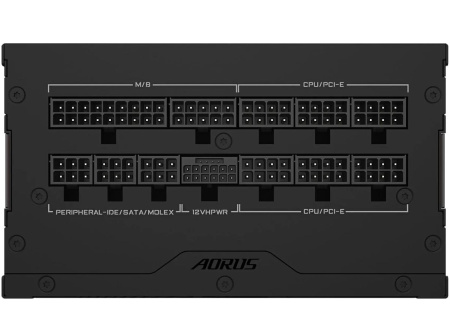 Блок питания 1000Вт Gigabyte AORUS AE1000PM PG5 (PCIe Gen 5.1, ATX 3.0,APFC,120мм,6PCI-E,12VHPWR,8SATA,80+Platinum,модульный)