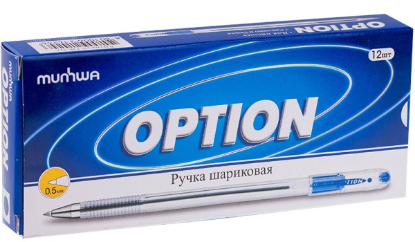 Ручка шариковая MunHwa "Option" синяя, 0,5мм OP-02