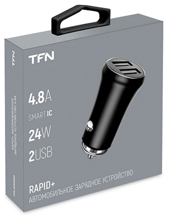 Автомобильное_З\У - USBx2 4.8A 24W TFN черное (TFN-CCRPD03)