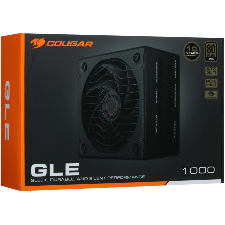 Блок питания 1000Вт Cougar GLE 1000 (APFC,135мм,6PCI-E,16pin(12V-2x6),12SATA,80+Gold,модульный)[CGR GMX-1000]