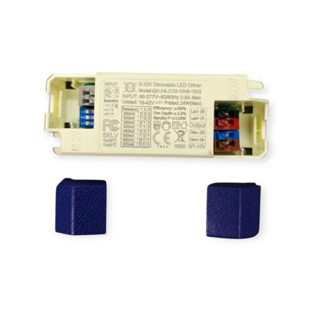 Драйвер светодиодный (LED)  250..600мА, 18..42в, 24вт, IP20, 96*36*24мм, QH-24LCO0-10V6-13X2