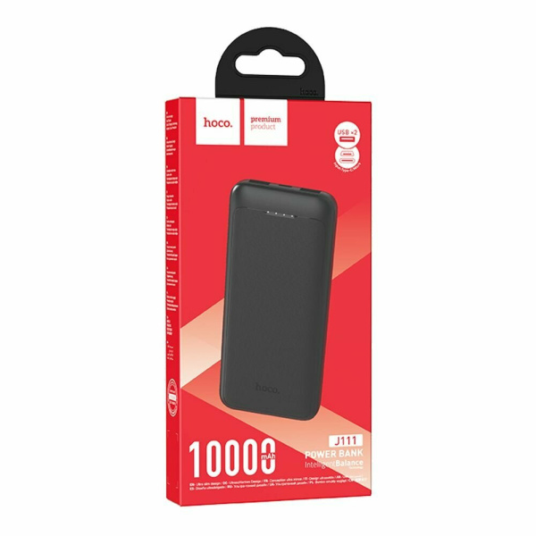 Аккумулятор внешний 10000_mAh HOCO J111 2USB/Micro/Type-C (черный)