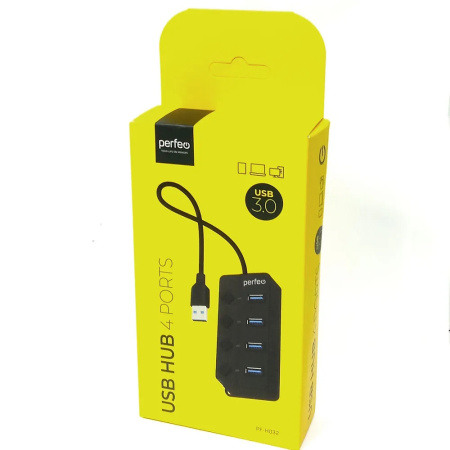 USB_Хаб 4xUSB_3.0 Perfeo (PF-H032) черный