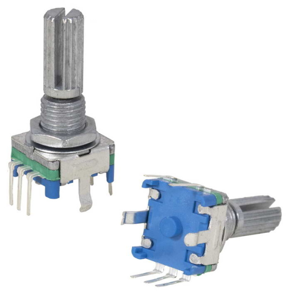 Энкодер инкрементальный ZEC11S, с кнопкой, вертикальный, 20 импульсов, 11.7*12мм, вал с насечкой