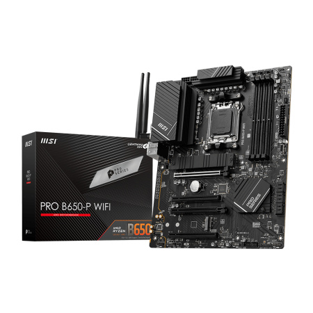 Мат.плата SocAM5 AMD B650 MSI PRO B650-P WIFI (ATX,4DDR5,2M.2,4PCI-E16,HDMI,DP,PC7200,Wi-Fi 6,BT 5.3)