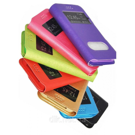 Чехол-книжка для телефонов 5" на липучке с окном, черный