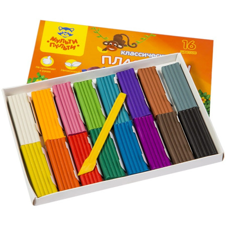 Пластилин 16цв. Мульти-Пульти "Приключения Енота" со стеком КП_10210