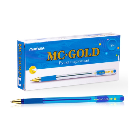 Ручка шариковая MunHwa MC-GOLD 1.0мм., масляная, синяя (BMC10-02)