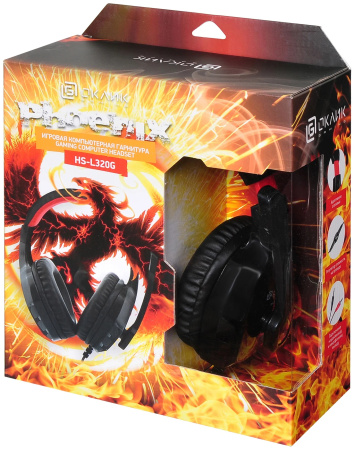 Игровая гарнитура Оклик HS-L320G PHOENIX мониторные, 32Ом, 105дБ, кабель  1.9м, Black