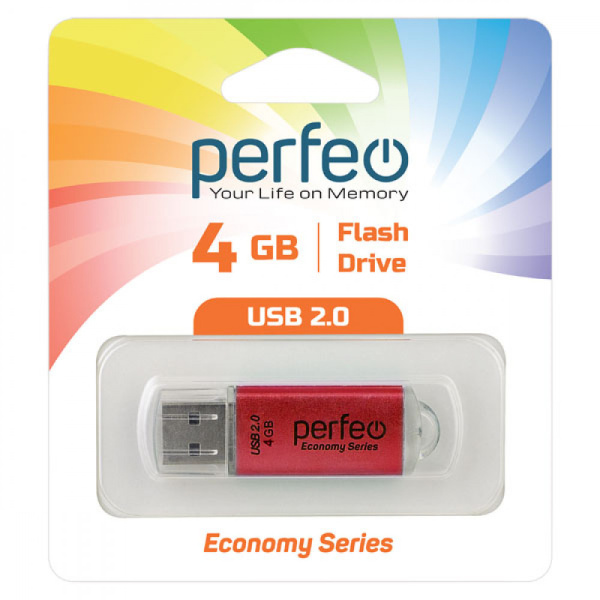 Флеш-накопитель USB2.0 4Gb Perfeo E01 (PF-E01R004ES) Красный