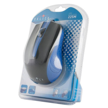 Мышь USB Oklick 225M оптическая, 1200dpi, кабель 1.3м, Black/Blue
