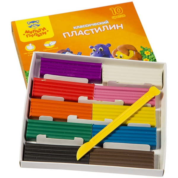Пластилин 10цв. Мульти-Пульти "Приключения Енота"  со стеком КП_10208