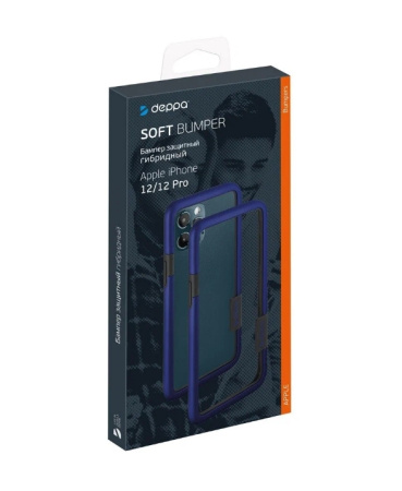 Бампер для iPhone 12/12 Pro Deppa Soft Bumper Синий (870053)