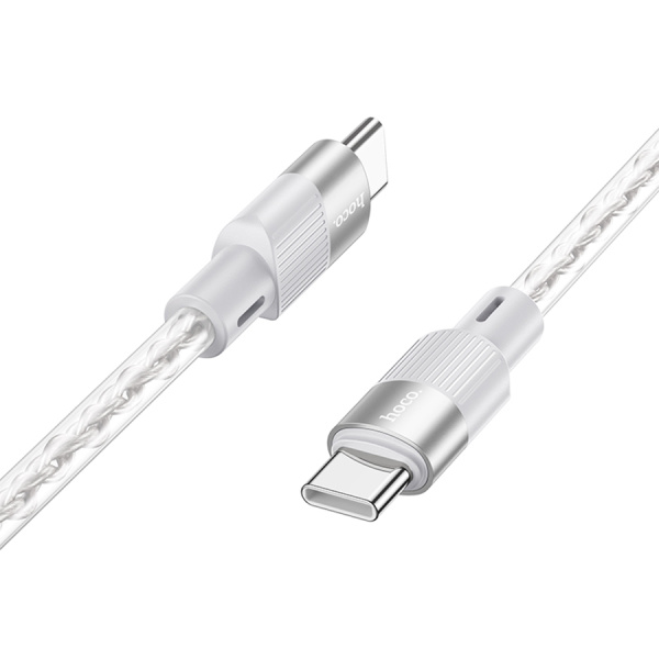 Кабель USB Type-C (m) - USB Type-C (m) HOCO X99 1м, 3A, силиконовый, прозрачный/серый