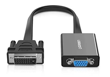 Переходник DVI_24+1(M)-VGA(F) UGREEN черный, плоский кабель MM108 (40259)