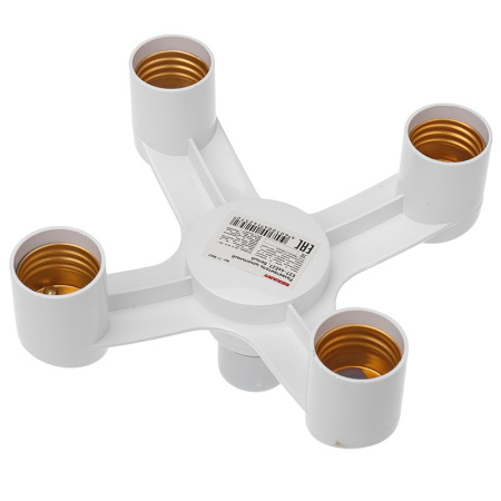 Разветвитель цокольный Е27-4хЕ27, белый, Rexant 11-8862