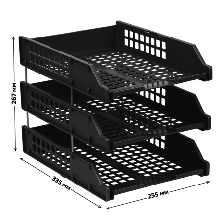 Лоток горизонтальный СТАММ 3шт. "Strong" на мет.стержнях, черный (ЛТГ-63795/ЛТ112)
