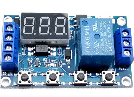 Модуль реле времени XY-J02, 10а, 0.1сек..999мин, цикл/задержка, питание microUSB или DC6...30V