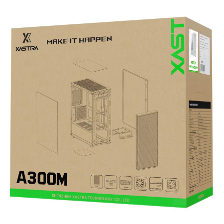 Корпус mATX Б_БП XASTRA A300M 4ARGB-C6 WH White (USB3.0,Audio,белый,Mesh,4х120мм ARGB+ARGB PWM HUB 6ports,CPU Cooler до 160мм, VGA до 340мм)