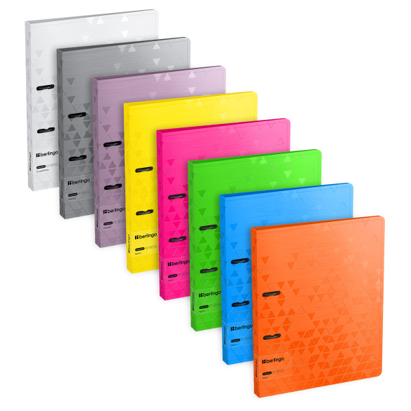 Папка 2 кольца BERLINGO "Neon+Metallic+DoubleWhite", 24мм, 1000мкм, ассорти (RB4_2D398)