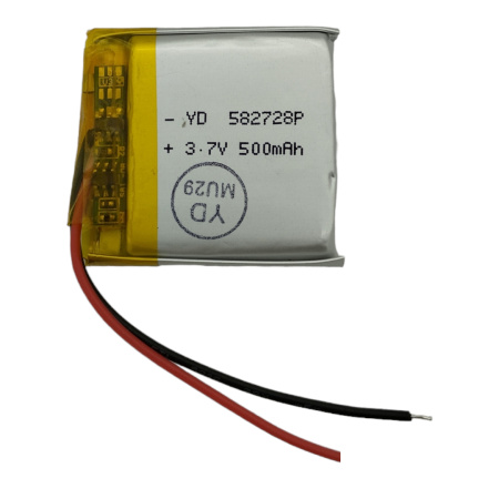 Аккумулятор Li-Pol 3.7в,   500мАч, 5.8*27*28мм, контроллер, 2 провода, 582728