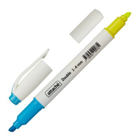 Маркер текстовыделитель Attache "Double" желтый/голубой 1-4 мм (958563)