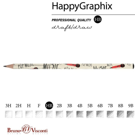 Карандаш ч/гр. BV Happy Graphix "Музыка. Микрофон" (НВ) 21-0030/47