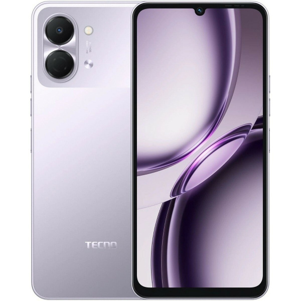 Смартфон Tecno Spark Go 3 4Гб 128Гб Aurora Purple 6.75", IPS, 1600*720, 2*1.8+6*1.6ГГц, 13Мп, 8Мп, 4G, 5000мАч, And 15