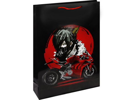 Пакет подарочный "Аниме. Красный мотоцикл" 18*23*10 (ПКП-4228)