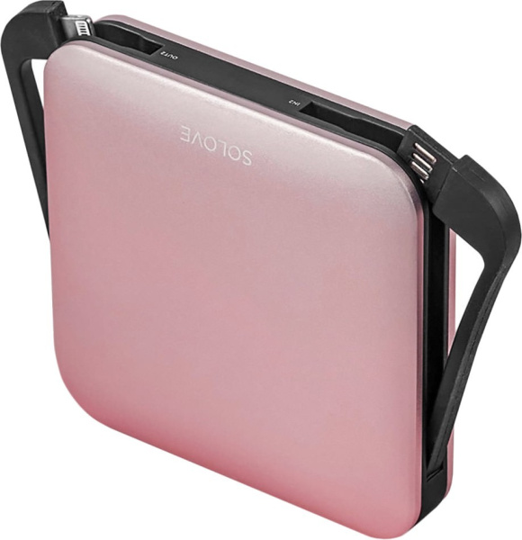 Аккумулятор внешний 10000_mAh Xiaomi Mi SOLOVE со встроенными кабелями USB и Lightning (A2-PRO Rose 