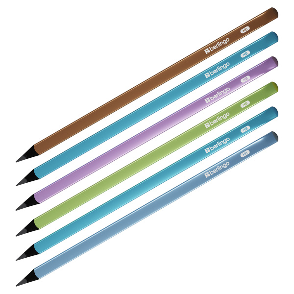 Карандаш ч/гр. BERLINGO "Metallic" HB, черн. дерево, трехгран. (BP01328)