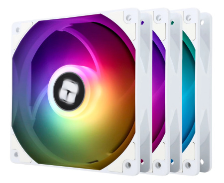 Кулер в корпус 120х120х25 Thermalright TL-C12CW-S (Pack of 3)(1550prm/4Pin PWM/66.17 CFM/25.6дБ/подшипник гидродинамический/ARGB/белый)(комплект венти