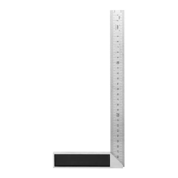 Угловая линейка DELI dl302300 300 мм, нержавеющая сталь, алюминиевое основание