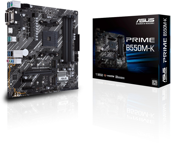 Мат.плата SocAM4 AMD B550 Asus PRIME B550M-K (mATX,4DDR4,ECC/non-ECC,2M.2,2PCI-E,VGA,DVI,HDMI,PC4400
