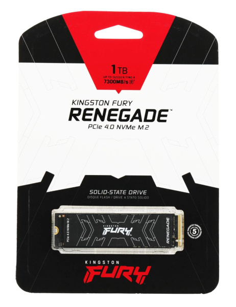 SSD-накопитель M.2 1Тб Kingston Fury Renegade [SFYRS/1000G](3D TLC,NVMe,7300/6000 Мб/с,радиатор)