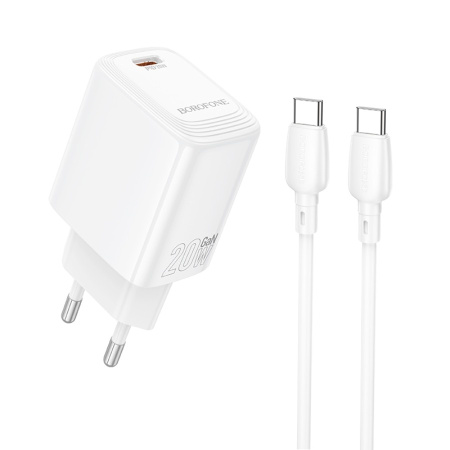 Зарядное_устройство - TypeC 20W/3A BOROFONE BN26 PD + кабель Type-C-Type-C белый